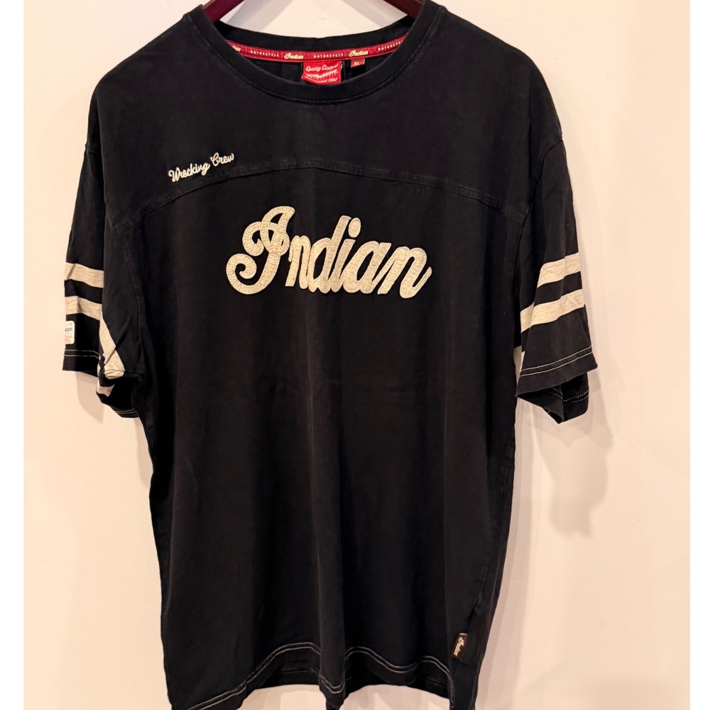 Vintage 2004 Indian Motorcycle Wrecking Crew  XL Single Stitch Black Embroidered
